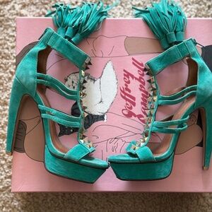 Jeffrey Campbell Suede Teal Platform Heels